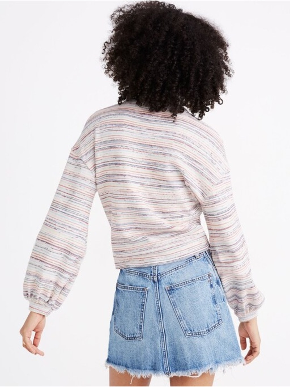 Madewell Bubble-Sleeve Crop Top in Rainbow Stripe 🌈
